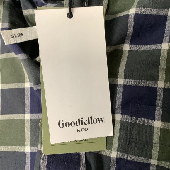 Goodfellow & Co Slim Fit Plaid Shirt Men Sz Medium Long Sleeve Mountain Spruce - Picture 4 of 10